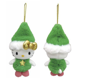 HELLO KITTY MASCOT ORNAMENT GREEN CHRISTMAS