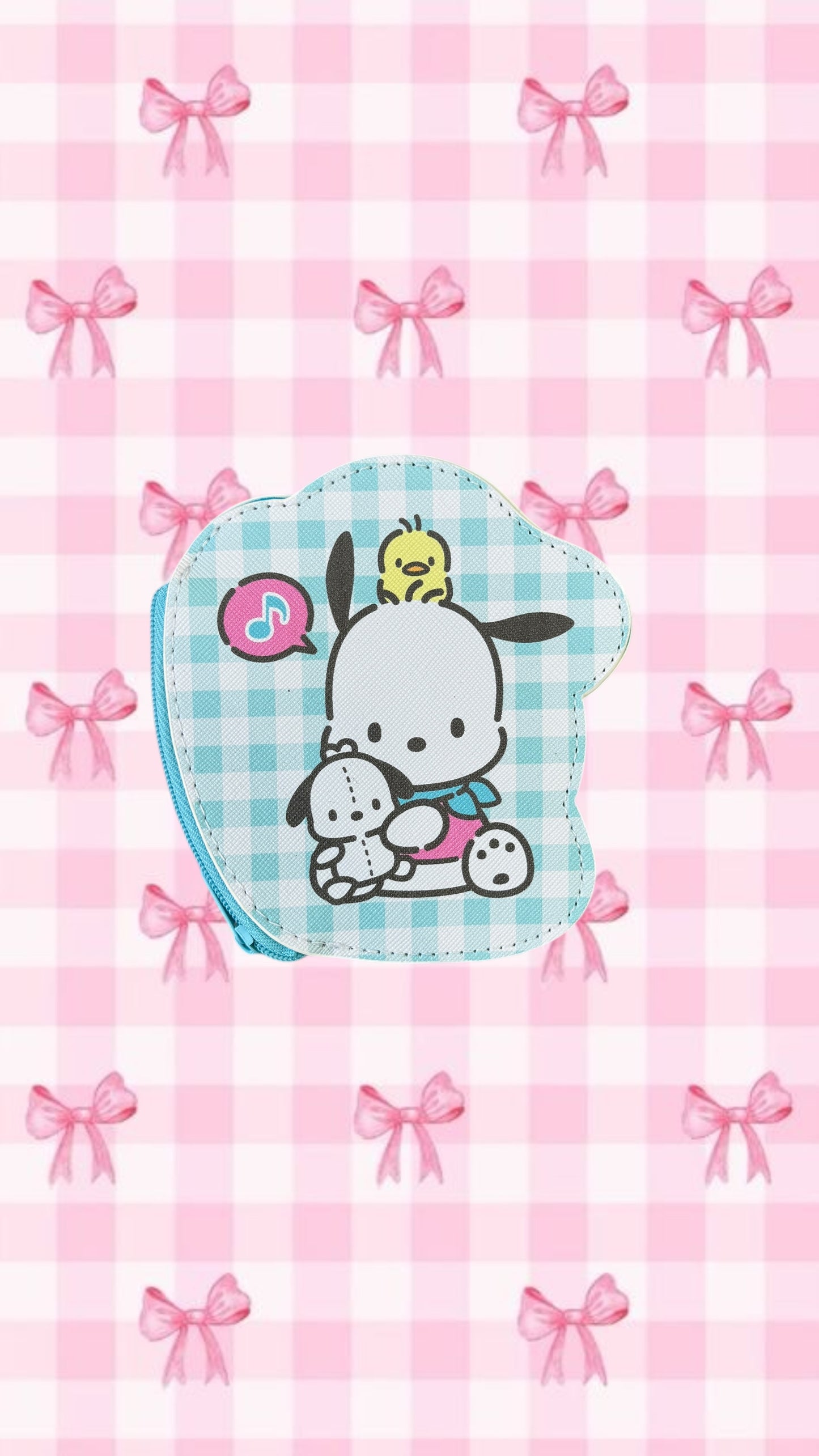 SANRIO POCHACCO DIECUT PASTEL CHECK DIECUT COIN PURSE