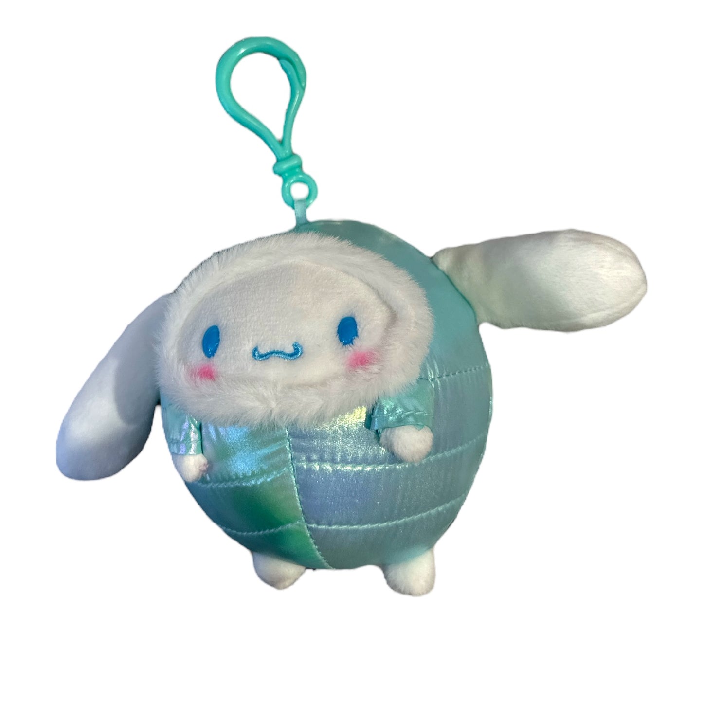 SANRIO CINNAMOROLL MASCOT CLIP ON SHINY HOODED PUFFER JACKET