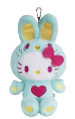 SANRIO ORIGINAL HELLO KITTY GREEN COLORFUL BUNNY HANGING PLUSH MASCOT