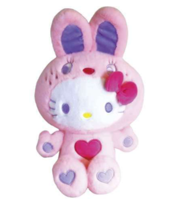 SANRIO ORIGINAL HELLO KITTY 11 IN PINK COLORFUL BUNNY PLUSH