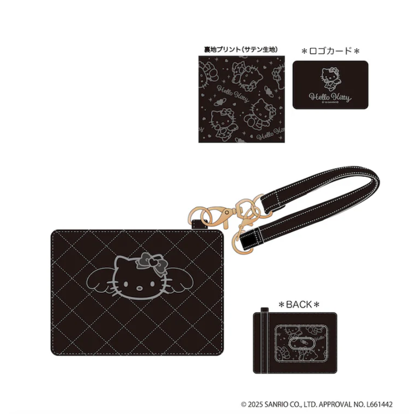 SANRIO PASS CASE HELLO KITTY BLACK ANGEL QUILTED