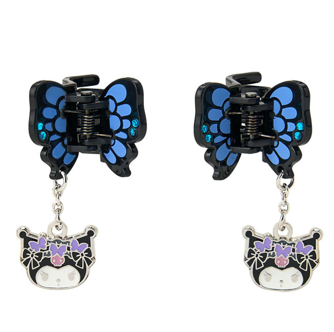 SANRIO ORIGINAL MINI HAIR CLIP SET KUROMI BUTTERFLY SWAYING CHARM