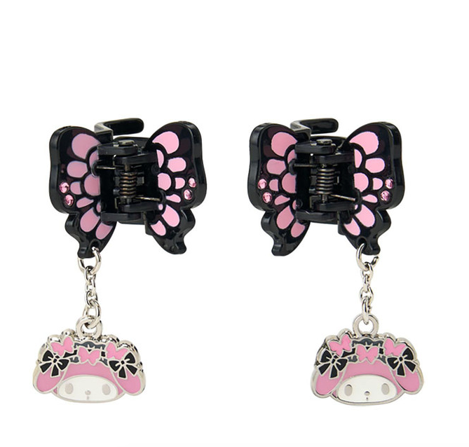 SANRIO ORIGINAL MINI HAIR CLIP SET MY MELODY BUTTERFLY SWAYING CHARM