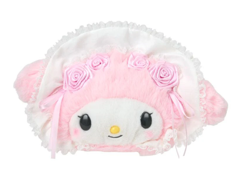 SANRIO ORIGINAL MY MELODY FACE-SHAPED POUCH WHITE FRILL