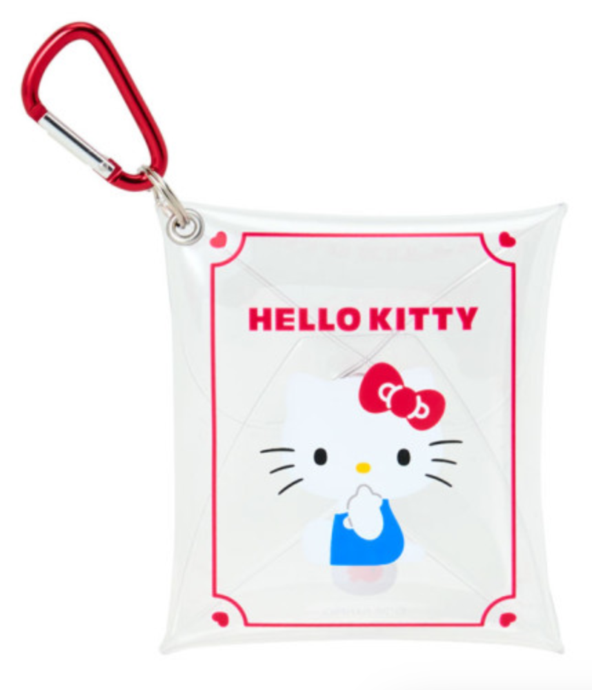 SANRIO ORIGINAL HELLO KITTY CLEAR ACCESSORY CASE WITH CARABINER