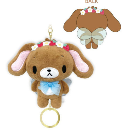 SANRIO ORIGINAL SUGARBUNNIES KUROUSA STRAWBERRY FLOWER FAIRY RETRACTABLE REEL KEYCHAIN