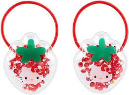 SANRIO JAPAN ORIGINAL HELLO KITTY STRAWBERRY HAIR / PONYTAIL HOLDER SET OF 2
