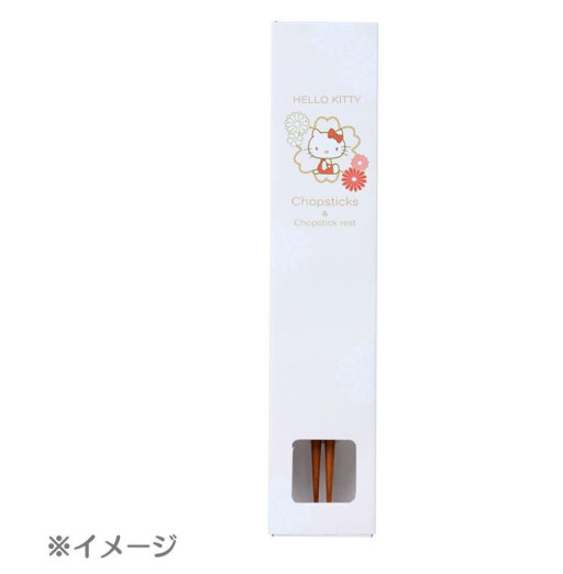 SANRIO ORIGINAL HELLO KITTY WOODEN CHOPSTICKS & CHOPSTICK REST SET