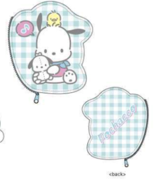 SANRIO POCHACCO DIECUT PASTEL CHECK DIECUT COIN PURSE