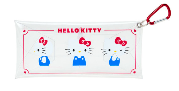 SANRIO ORIGINAL HELLO KITTY LONG CLEAR ACCESSORY CASE WITH CARABINER