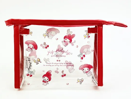 SANRIO ORIGINAL MY MELODY 50TH ANNIVERSARY CLEAR POUCH CHERRY