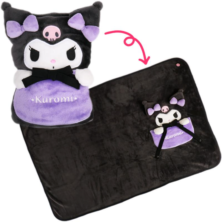 SANRIO ORIGINAL KUROMI FLANNEL LAP BLANKET & CAPE RIBBON