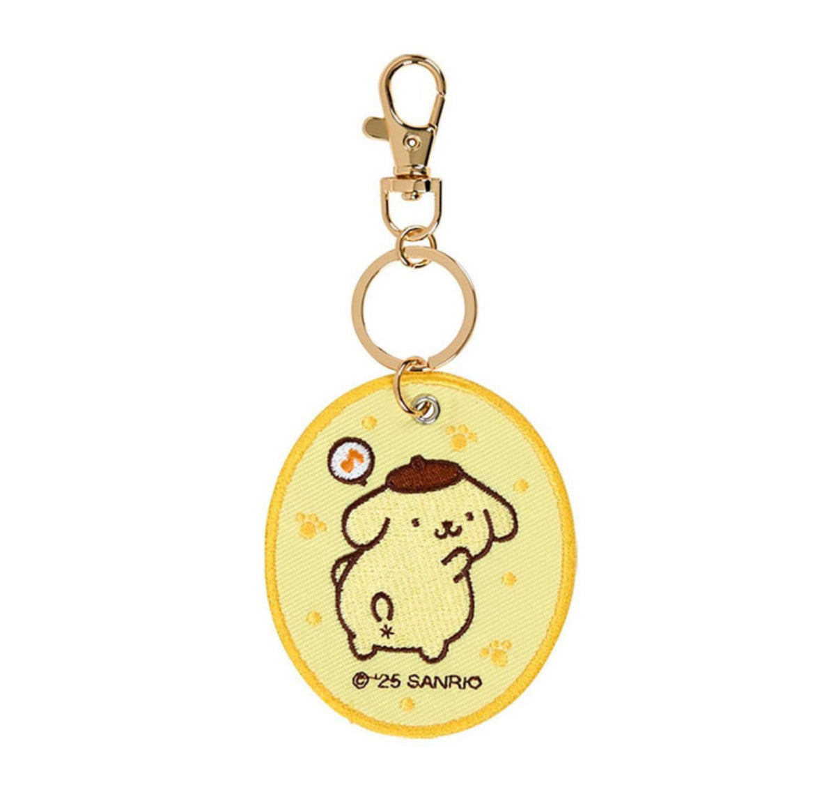 SANRIO POMPOMPURIN EMBROIDERED PATCH KEYCHAIN