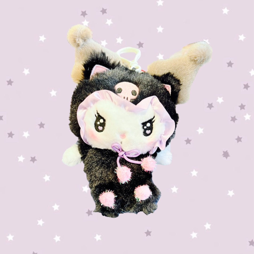 SANRIO KUROMI MASCOT CLIP ON CHARM / PLUSH BLACK CAT