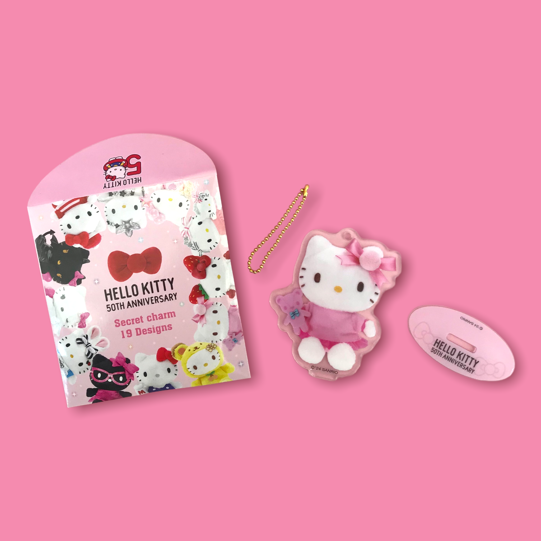 SANRIO JAPAN ORIGIAL HELLO KITTY 50TH ANNIVERSARY ACRYLIC CHARM SANRIO JAPAN ORIGIAL HELLO KITTY 50TH ANNIVERSARY ACRYLIC CHARM