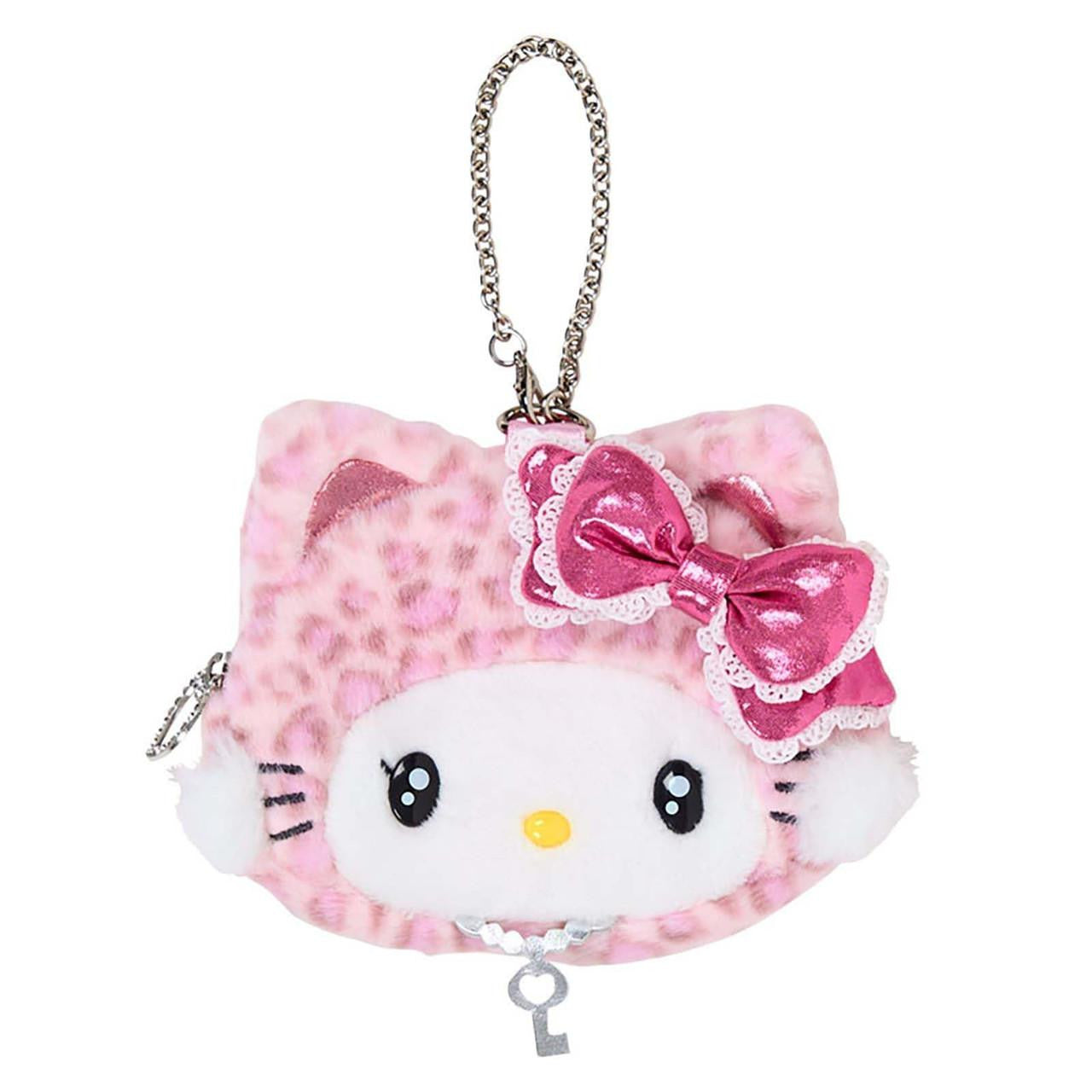 SANRIO ORIGINAL CHARMMY KITTY FACE SHAPED POUCH LEOPARD GAL CAT PINK