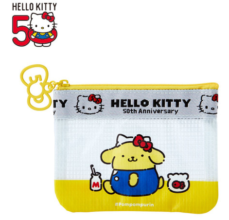 SANRIO JAPAN ORIGINAL POMPOMPURIN VINY FLAT POUCH / HELLO KITTY 50TH ANNIVERSARY