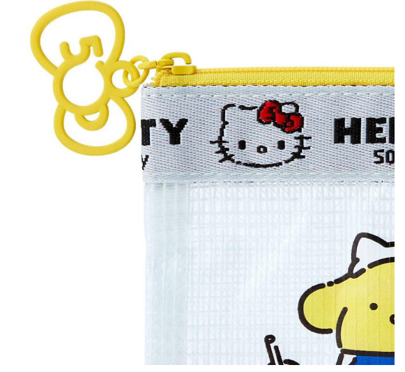 SANRIO JAPAN ORIGINAL POMPOMPURIN VINY FLAT POUCH / HELLO KITTY 50TH ANNIVERSARY
