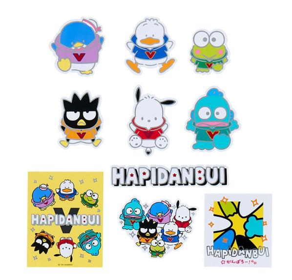 SANRIO ORIGINAL CHARACTERS FLAKE SEAL STICKER SET HAPIDANBUI BOYS HAPPY BIRTHDAY 5TH ANNIVERSARY! ALL TOGETHER