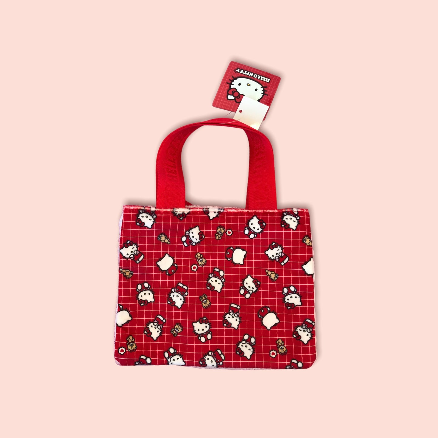 SANRIO ORIGINAL HELLO KITTY RED FLUFFY FACE BAG