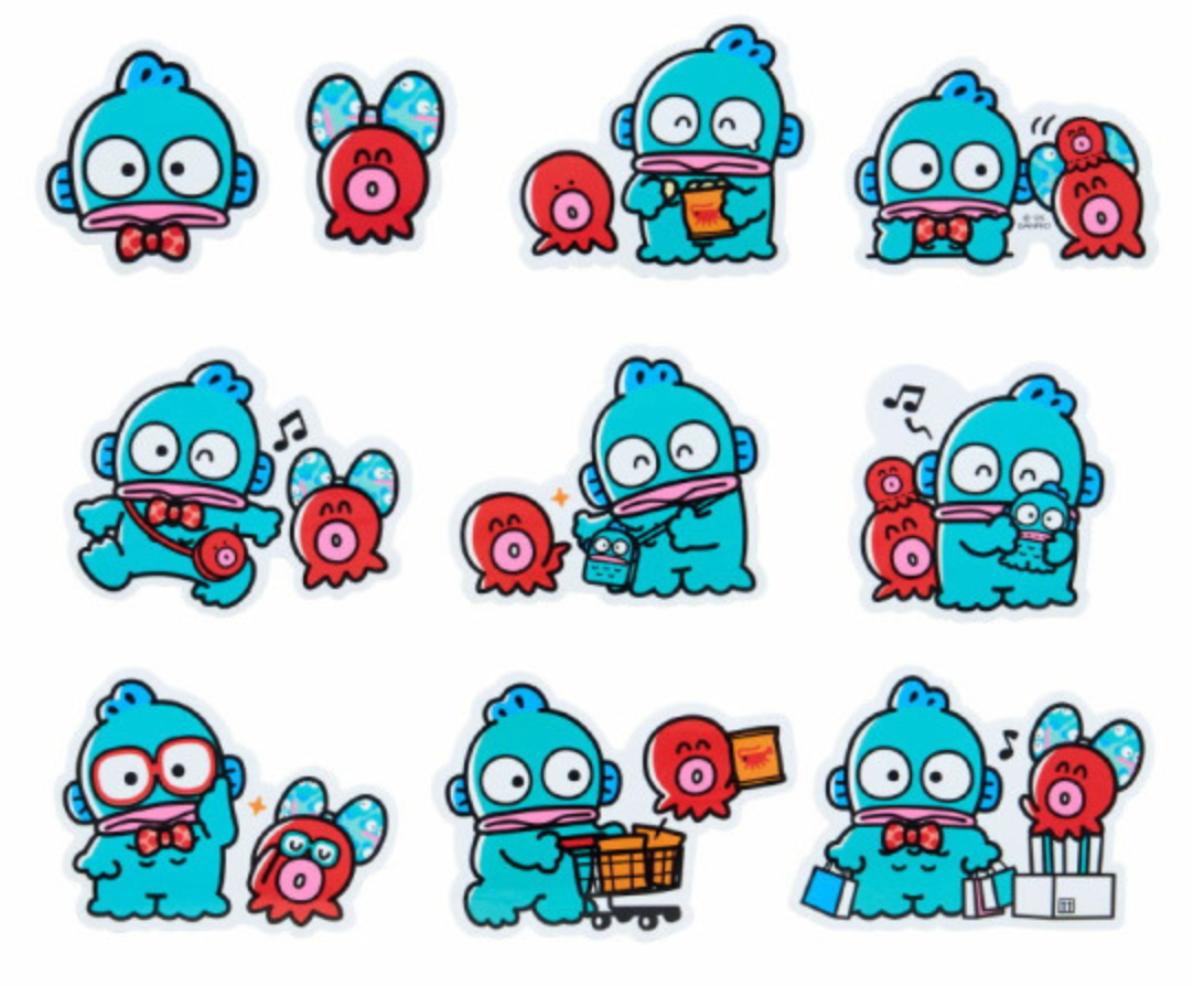 SANRIO ORIGINAL HANGYODON 40TH ANNIVERSARY STICKERS & CASE SET