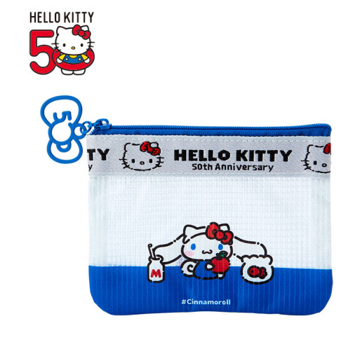 SANRIO JAPAN ORIGINAL CINNAMOROLL VINY FLAT POUCH / HELLO KITTY 50TH ANNIVERSARY