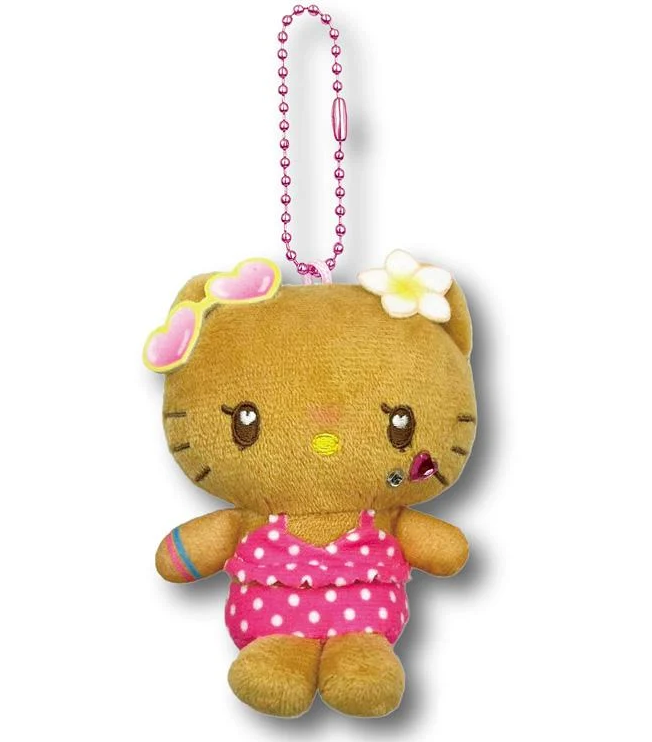 SANRIO ORIGINAL HELLO KITTY PETIT MINI MASCOT HOLDER (HEART EYES SUMMER TAN SUNBURNED SWIMSUIT GAL)