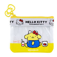 SANRIO JAPAN ORIGINAL POMPOMPURIN VINY FLAT POUCH / HELLO KITTY 50TH ANNIVERSARY