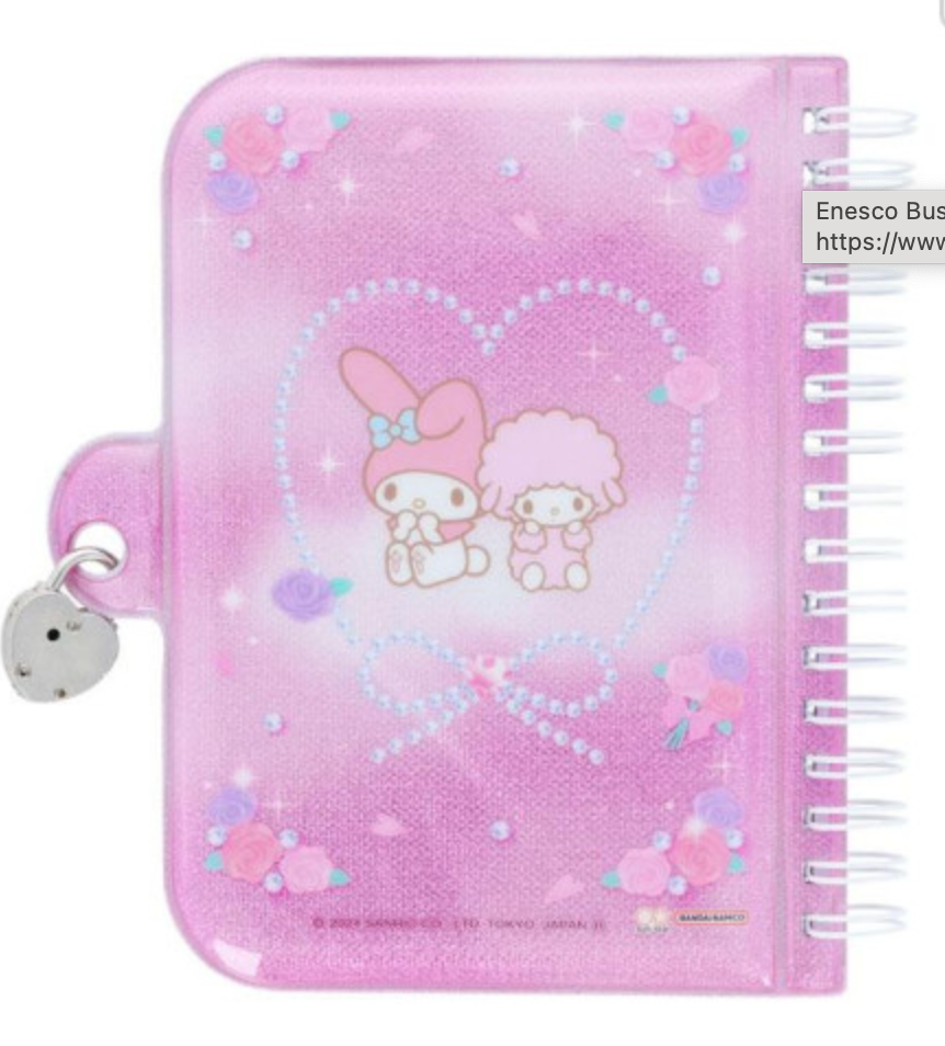 SANRIO ORIGINAL MY MELODY & MY SWEET PIANO Y2K BALLET CORE RING NOTEBOOK WITH HEART PADLOCK