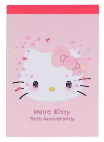 SANRIO ORIGINAL HELLO KITTY MINI NOTEPAD PINK TOUGHING 50TH ANNIVERSARY2023
