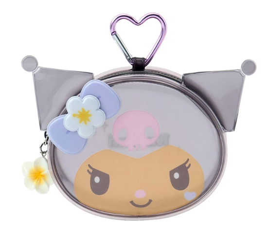 SANRIO ORIGINAL KUROMI SPARKLING SUMMER POOL CLEAR FACE SHAPED MINI POUCH