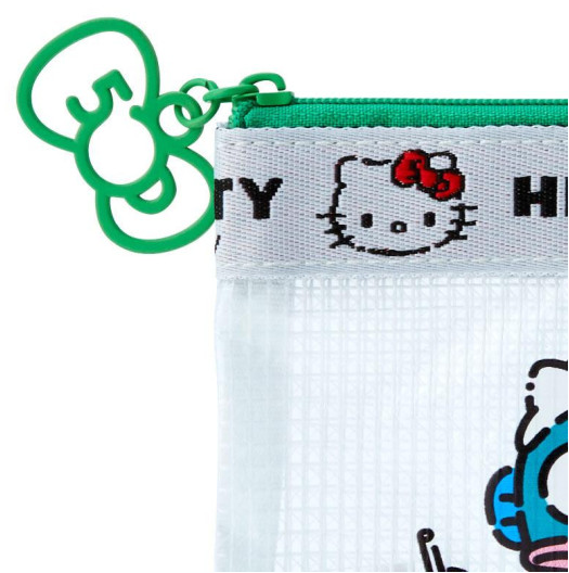 SANRIO JAPAN ORIGINAL HANGYODON VINY FLAT POUCH / HELLO KITTY 50TH ANNIVERSARY