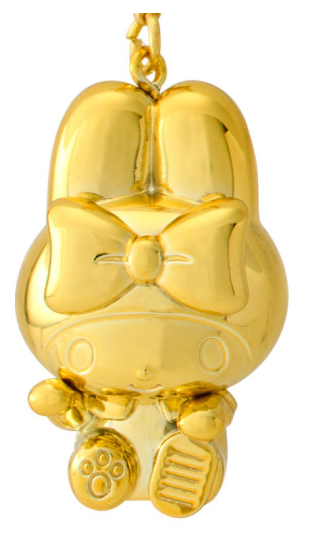 SANRIO ORIGINAL MY MELODY LUCKY CAT GOLD NETSUKE KEYCHAIN / CHARM