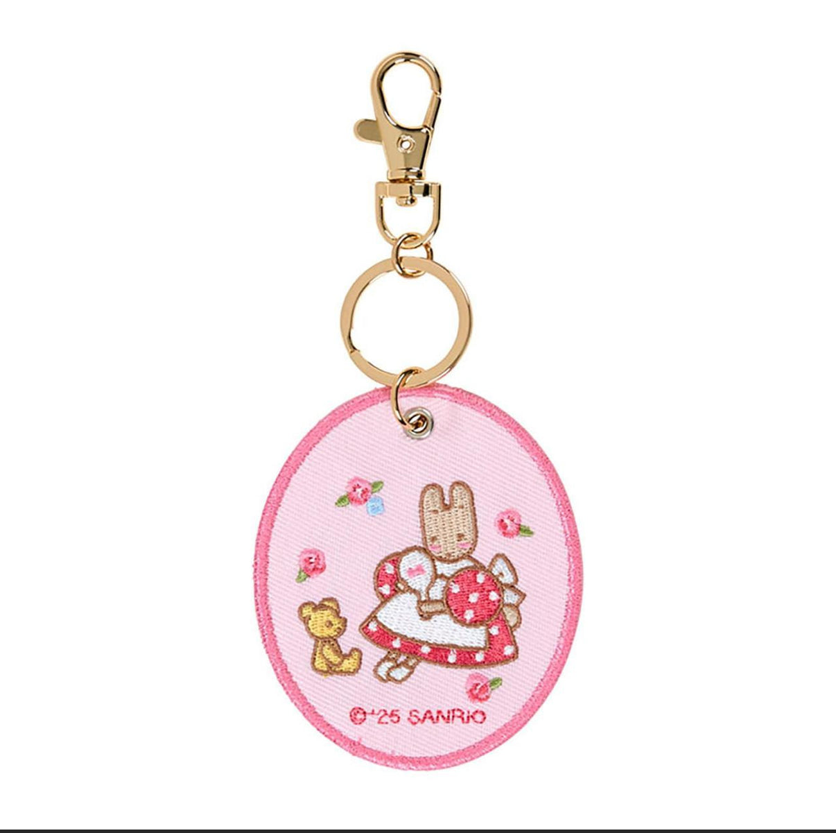 SANRIO MARRON CREAM EMBROIDERED PATCH KEYCHAIN
