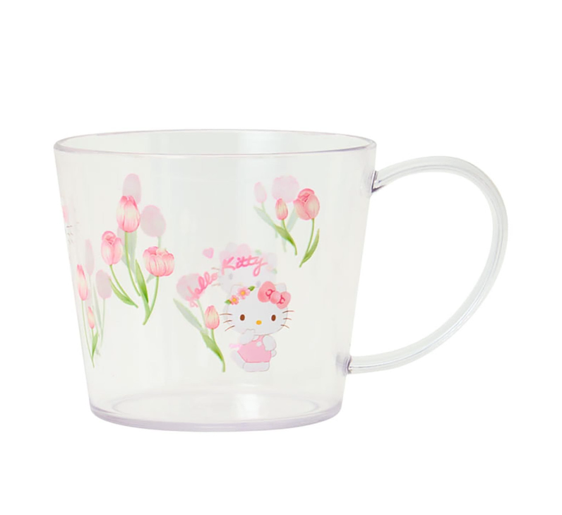 SANRIO ORIGINAL HELLO KITTY CLEAR MUG FLOWER