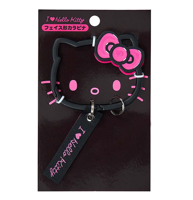 SANRIO ORIGINAL HELLO KITTY STEEL CARABINER BLACK (I LOVE HELLO KITTY FACE)