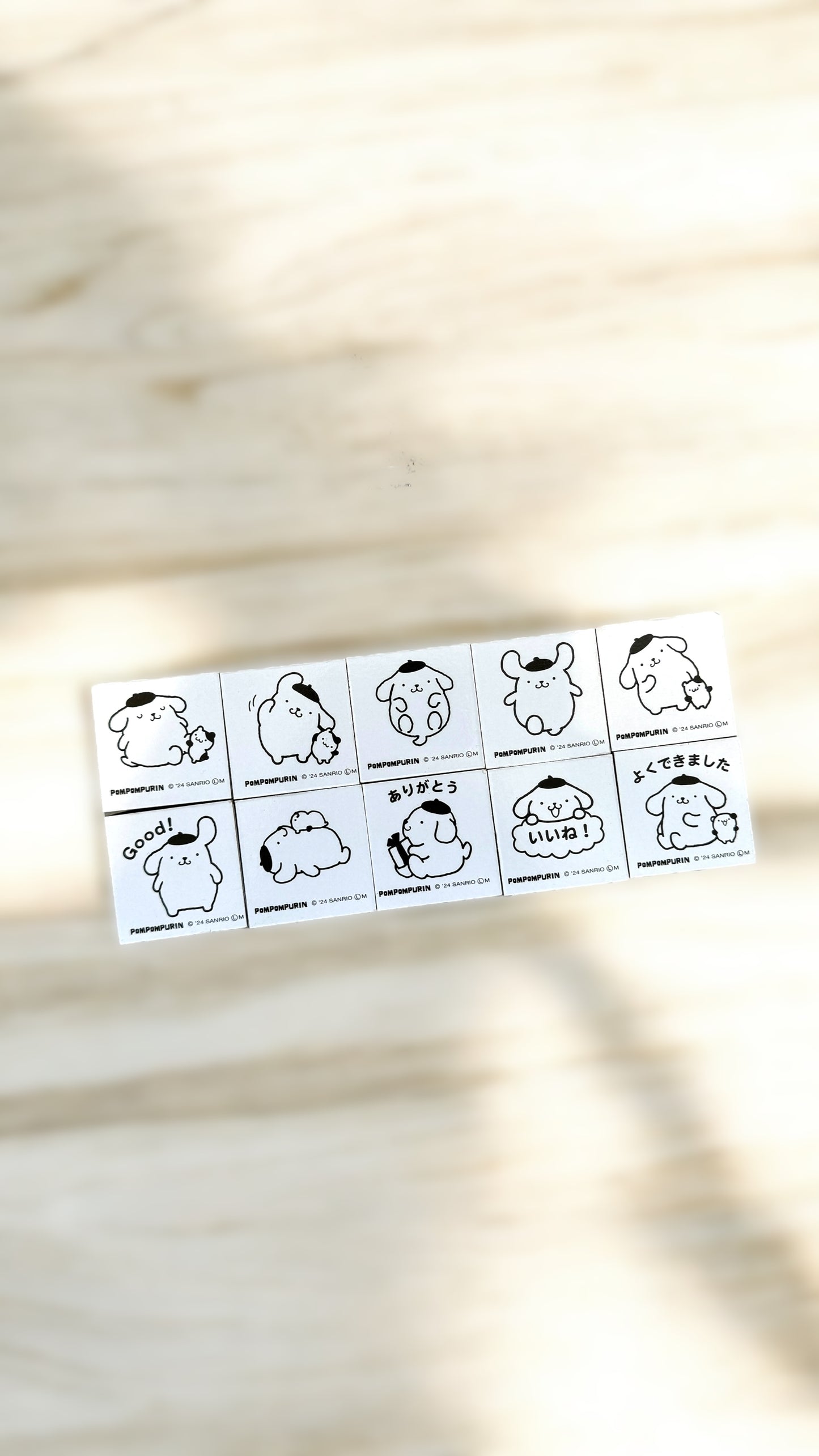 SANRIO WOOD RUBBER STAMPS SET POMPOMPURIN ( 10 PCS )
