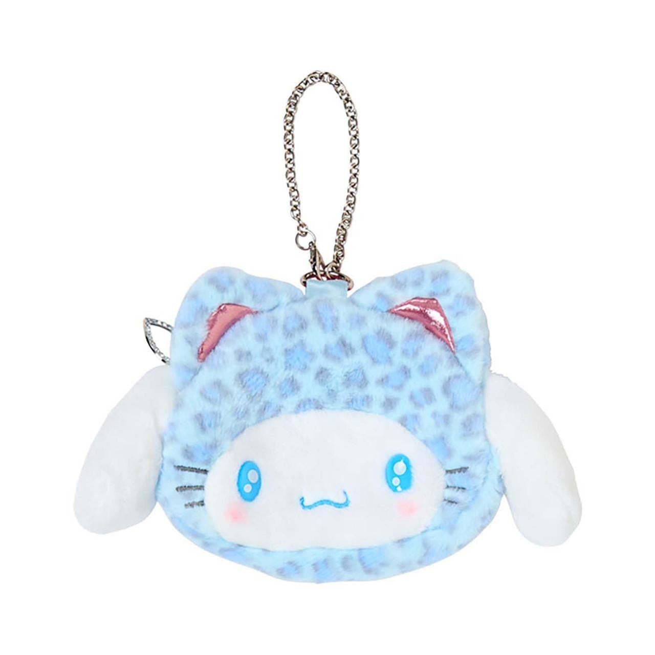 SANRIO ORIGINAL CINNAMOROLL FACE SHAPED POUCH LEOPARD GAL CAT BLUE