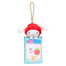 SANIO ORIGINAL CINNAMOROLL MASCOT WITH CLEAR CASE CHARM ICHIGO NEWSPAPER 50TH ANNIVERSARY