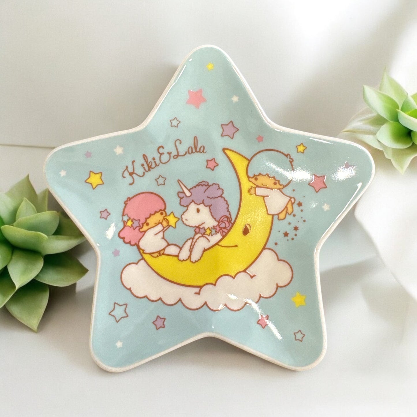 SANRIO ORIGINAL LITTLE TWIN STARS KUJI CEAMIC PLATE BLUE #12