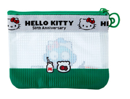 SANRIO JAPAN ORIGINAL HANGYODON VINY FLAT POUCH / HELLO KITTY 50TH ANNIVERSARY