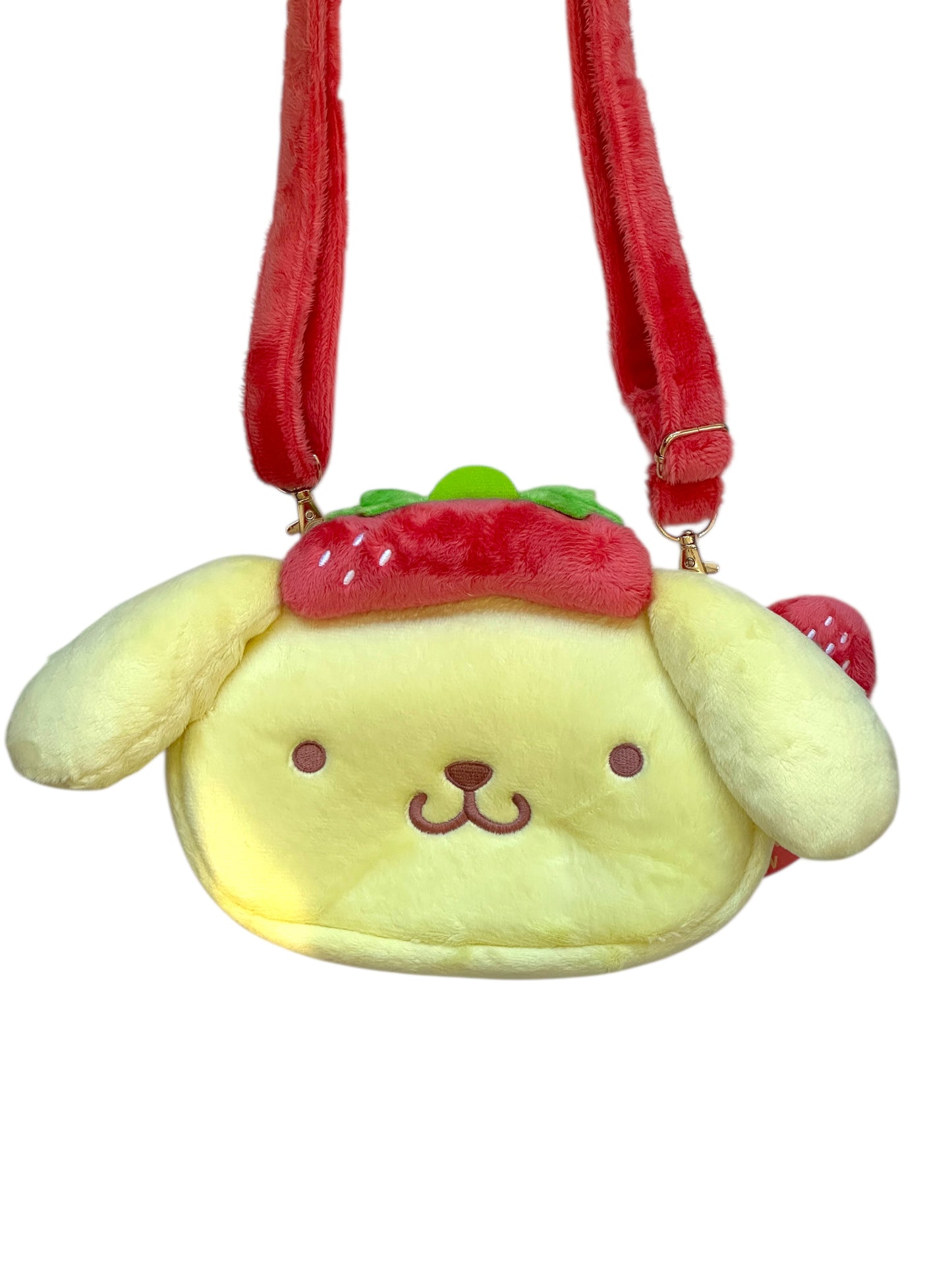 SANRIO ORIGINAL POMPOMPURIN PLUSH CROSSBODY BAG (STRAWBERRY NEWS 50TH ANNIVERSARY)