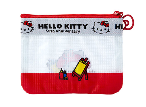 SANRIO JAPAN ORIGINAL MY MELODY VINY FLAT POUCH / HELLO KITTY 50TH ANNIVERSARY