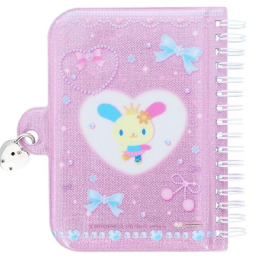 SANRIO ORIGINAL USAHANA Y2K BALLET CORE RING NOTEBOOK WITH HEART PADLOCK