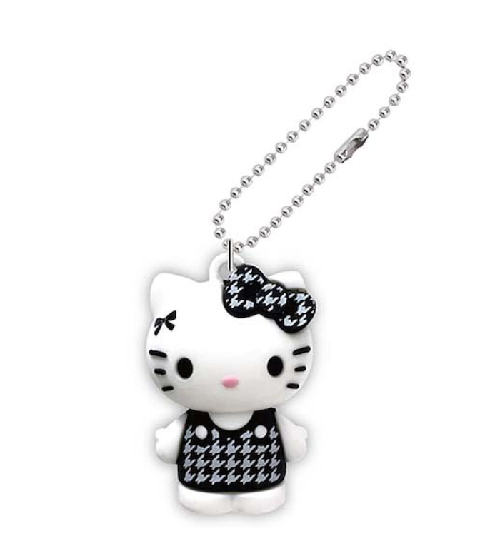 SANRIO ORIGINAL HELLO KITTY PVC MASCOT KEYCHAIN GINGHAM BLACK
