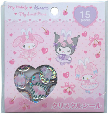 SANRIO ORIGINAL KUROMI AND MY MELODY AND SWEET PIANO CRYSTAL SEAL STICKERS