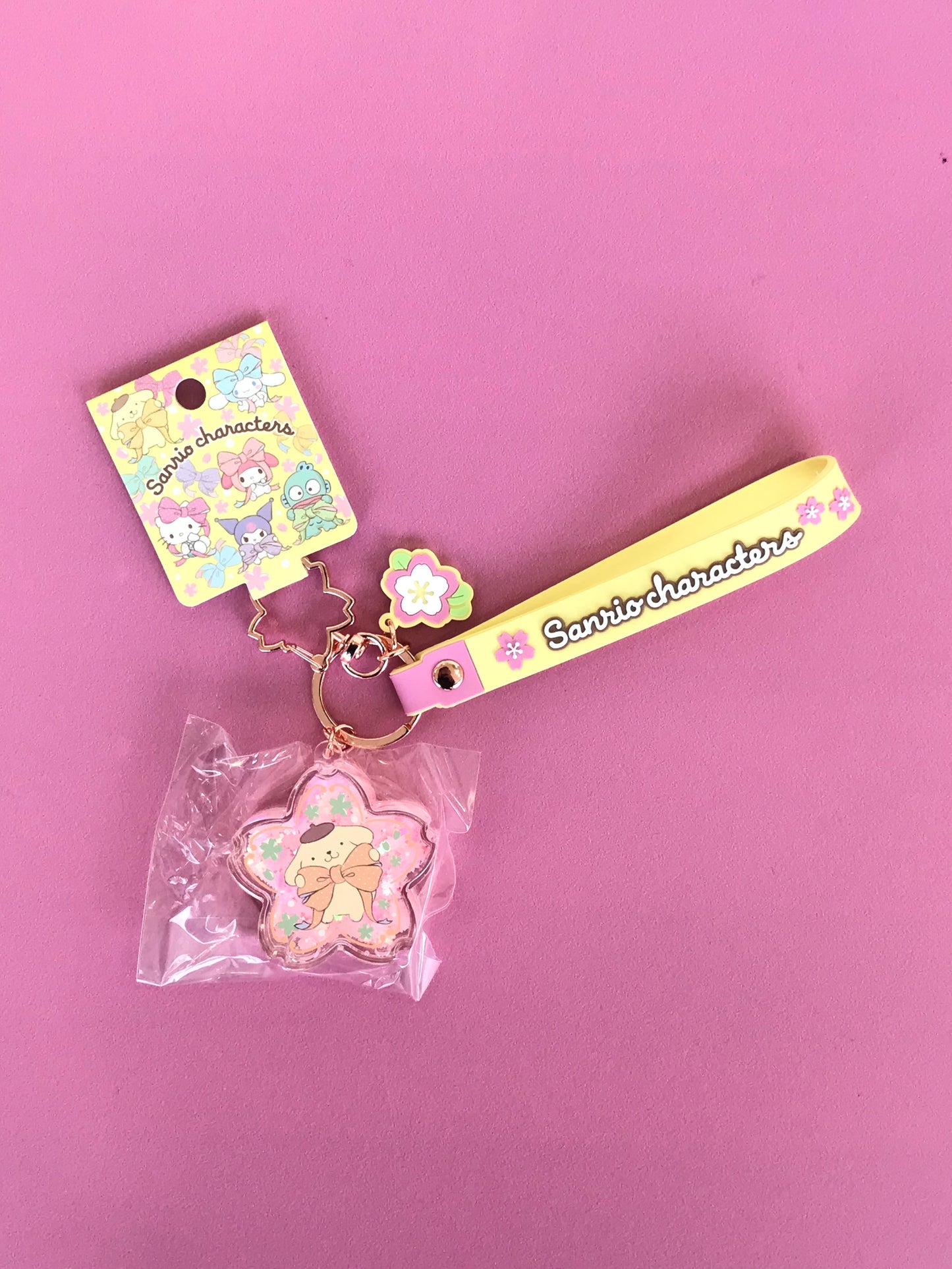 SANRIO JAPAN ORIGINAL POMPOMPURIN SAKURA ROUND KEYCHAIN