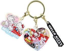 SANRIO JAPAN ORIGINAL HELLO KITTY ACRYLIC KEYCHAIN TRAVEL TO THE FUTURE HEART 50 TH  ANNIVERSARY