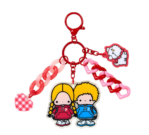 SANRIO ORIGINAL PATTY & JIMMY ACRYLIC KEYCHAIN RED CHECK (COUPLE LOOKBOOK)